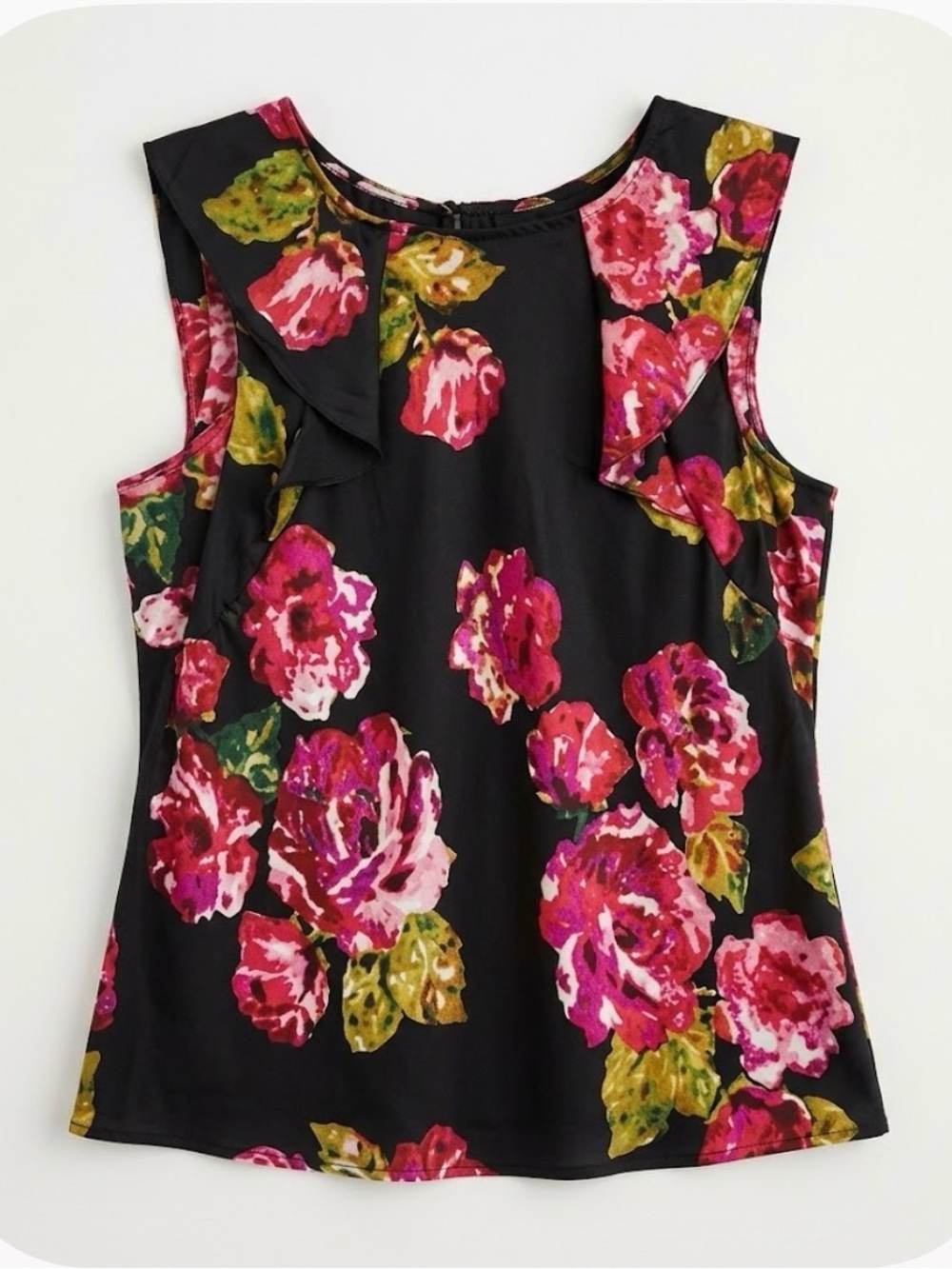 KENAR Floral Pullover Blouse, Women’s M, Black Pink